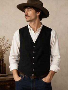 Vintage Pendleton Navy Blue Black Branded Wool Vest. Western. XXL